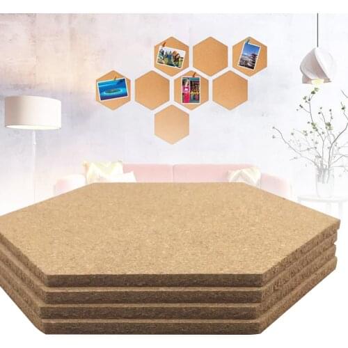 4pcs Cork Board Drawing Self Adhesive Multifunction Stickers Wall Message Wood Bulletin Home Hexagon Photo Background Frame