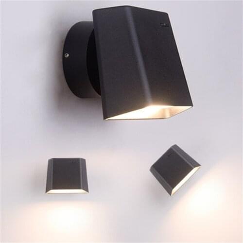 Simple Modern With Switch Read LED Wall Light Fixtures Rotating Bedside Wall Lamp Creative Black White Wall Sconce Lighting
