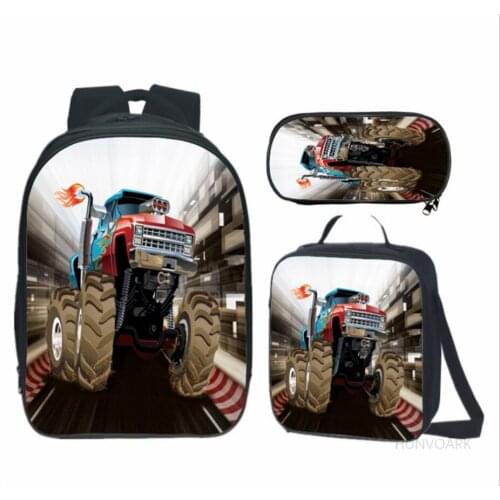 Blaze and the Monster Machines School Bag Set for Teen Boys Cool Children Car Pattern Bookbags Kids Schoolbags