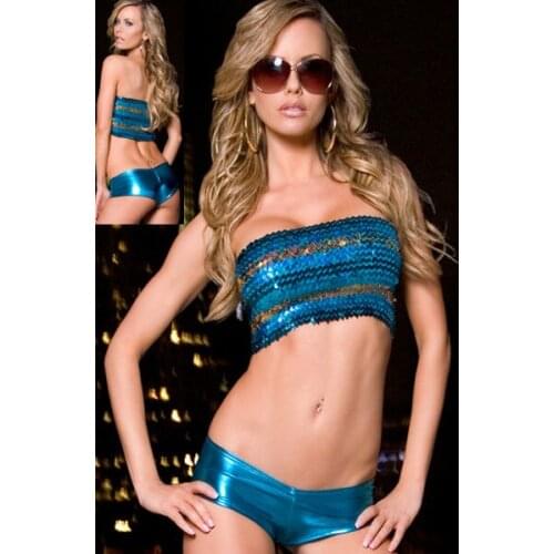 Sexy lingerie Underwear Blue Sequins baby doll Night Dress Sleepwear 5071