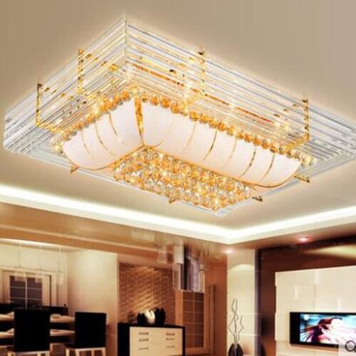 Modern golden rectangular crystal lamp living room atmosphere simple ceiling lamps led bedroom dining room study lighting lamps