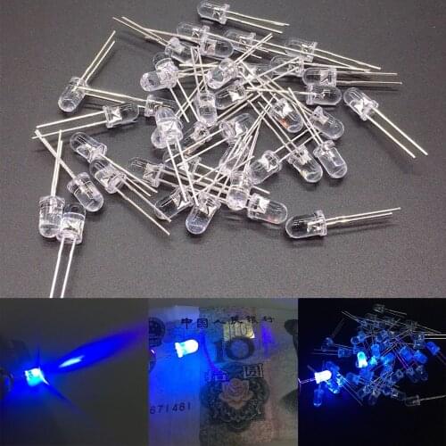 100pcs 5mm Ultraviolet 395nm 400nm UV LED Diode Light Emitting Lamp 5 mm UVLED (Ultra Violet Purple 5 mm Round Water Clear Lens)
