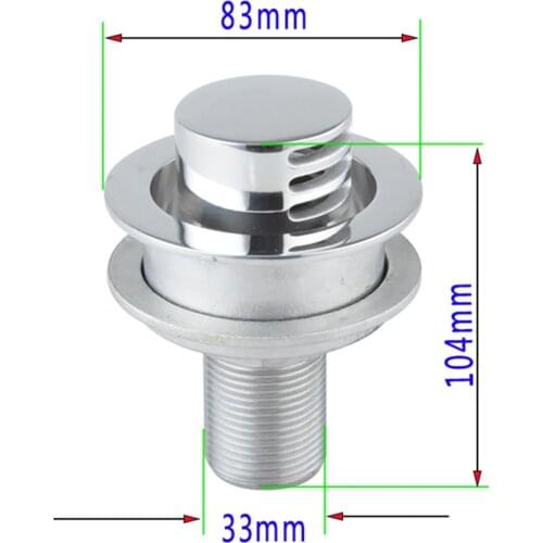 Stainless Boat Gas Fuel Tank Vent Straight with Mounting Gasket Marine Grade