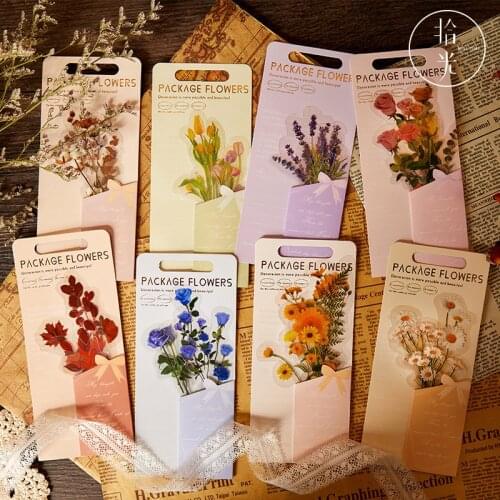 PET Dried Blooming Garden Flower Special-Shaped sticker Creative Pocket Diary DIY Material Sticker