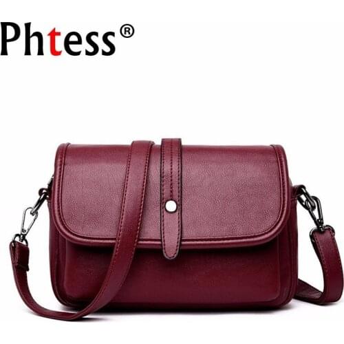 2019 Women Leather Shoulder Bag Solid Sac A Main Simple Style Crossbody Bags For Women Leather Messenger Bags Vintage Handbags