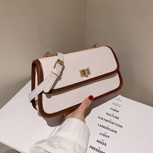 Ladies beautiful bag hit color messenger bag fashion chain bag texture leather female bag shoulder bag luxury brand female bag