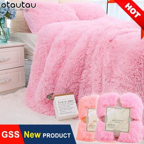 Winter Fluffy Warm Duvet Cover Quilts Comforter King Queen Bedding Set Soft Long Plush Blankets and Throws Girl Pink Bed Sheets