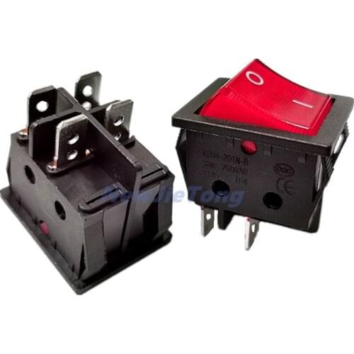 1pc KCD4-201N-B Electric Welding Machine Power Switch Red Light 30A 250VAC Electric Oven Electric Heater Switch 4Pin 2 Position