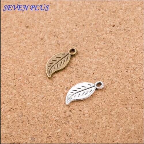 High Quality 20 Pieces/Lot 15mm*7mm Antique Silver plated Antique Bronze Diy Jewelry Making Small Leaf Charms