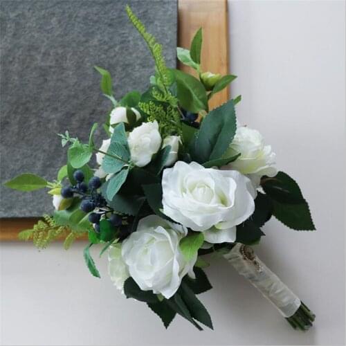 2020 Romantic Bridal Bouquet Wedding Flowers Artificial Bridesmaid Bouquet Holding Flowers Ribbon Bouqet De Fleur Mariage