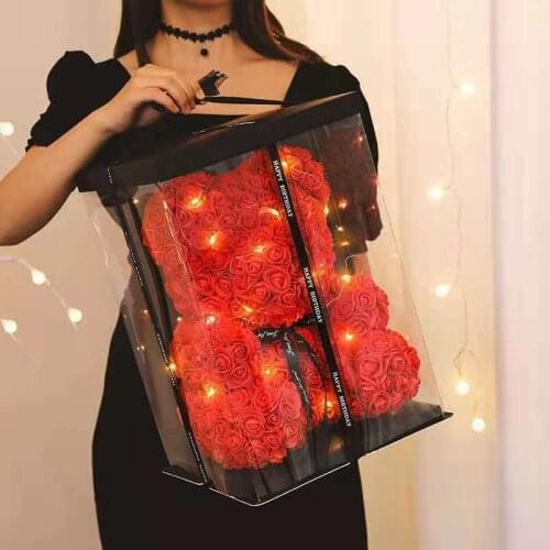 25cm Cartoon Bear Artificial Flowers PE Rose Flower Artificial Christmas Gifts for Women Valentines Day Gift Bear Holiday gift