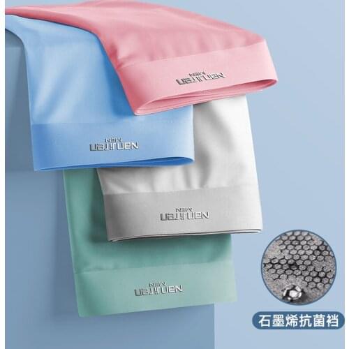4PCS/LOT Antarctic Ice Silk Mens Underpants Summer Thin Pure Cotton Crotch Large Flat Angle Gay Boys' Boxer Shorts Underwear