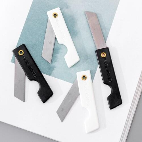 4pcs Utility Knife Folding Letter Opener Sword Mini Box Cutter Stationery Scrapbooking Tools Black White Sharpen Pencil Knife