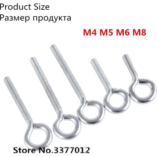 5pcs/lot SZOEF-01 Iron plated white zinc ring screw M4 M5 M6 M8 With ring hook ring bolt closed sheep eye screw