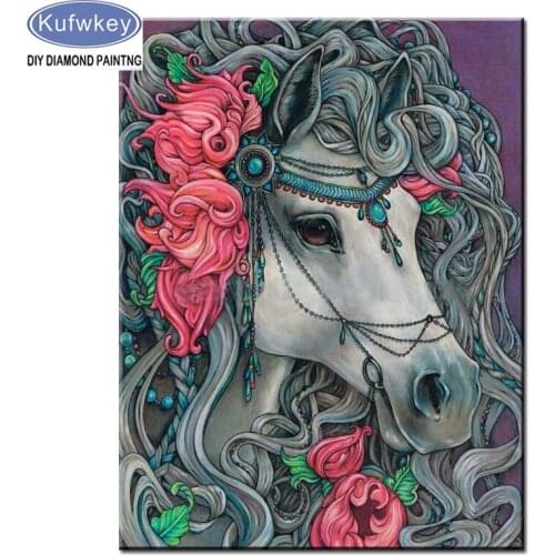 5D diamond mosaic,diy diamond painting horse rose animal full square round drill,cross stitch diamond picture of rhinestones