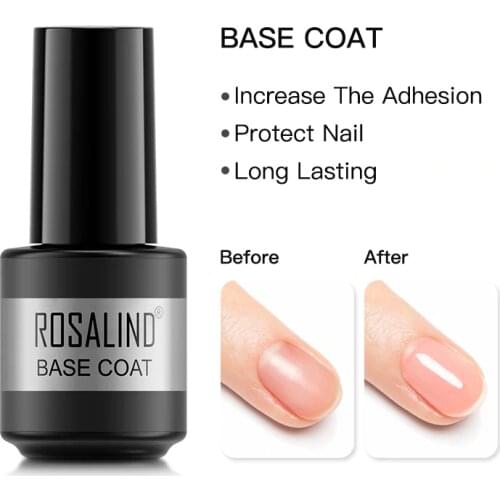 ROSALIND 7ML Base Gel Nail Coat Hybrid Varnishes All For Manicure Nail Art Long Lasting Protect Nail Gel Clear Color Soak Off