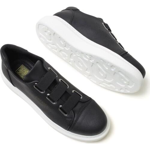 Chekich Mens and Womens Shoes Black Artificial Leather Banded 2021 Spring Autumn Seasons New Fashion Casual Breathable Sneakers Comfortable Solid Outsole Office Fashion Wedding Walking Lightweight Unisex CH253 V5