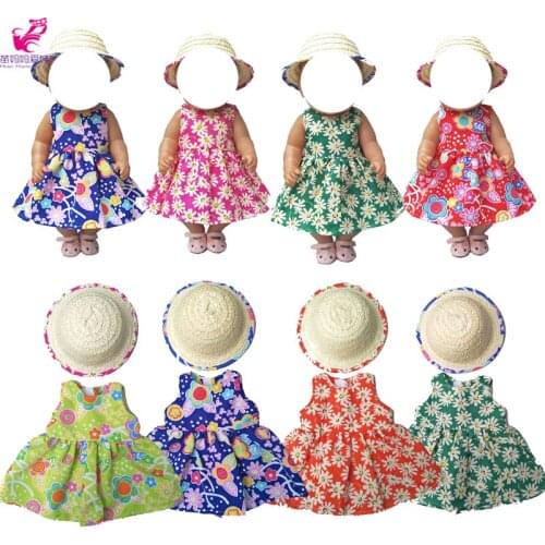 For 43cm Doll Dress doll straw hat for 18" Girl Doll summer dress and sun hat girls play toys gift
