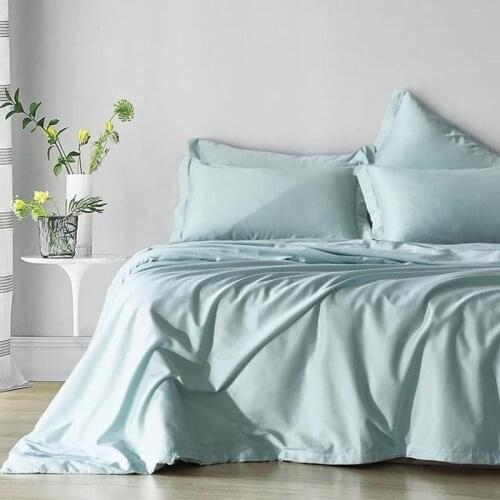 Cotton Blue Bedding Set Duvet Cover Queen King Size Solid Color Quilt Cover With Pillowcase