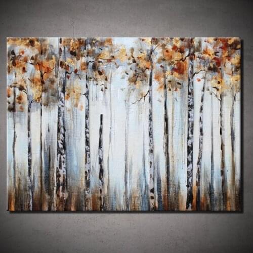 Modern Abstract Cream Trees Landscape Shrub Jungles Handmade Oil Painting On Canvas Art Wall Mural Picture Decoration(No frame )