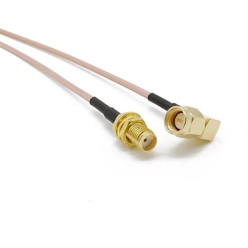 SMA Female to SMA Male Right Angle RG316D Double Shield Silver RF Coaxial Coax Assembly FPV Antenna Extension Cable 10CM-50CM