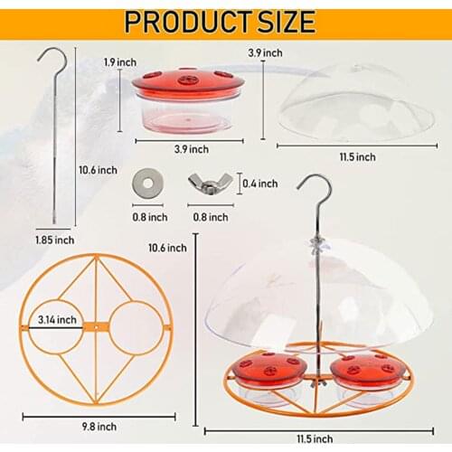 Bird Feeder w/ Transparent Roof Feeding Station Seed Dispenser Garden Patio