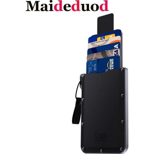 2019 New Arrival RFID Blocking Credit Card Holder Genuine Leather Unisex Business ID Holders Aluminum Box Card Wallets 2 Colors