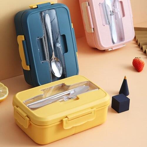 Lunch Box Food Container Bento Box Heated Lunchbox Kids Lunchbox Snack Straw Wheat Korean Sealed Student Plastic Box for Food