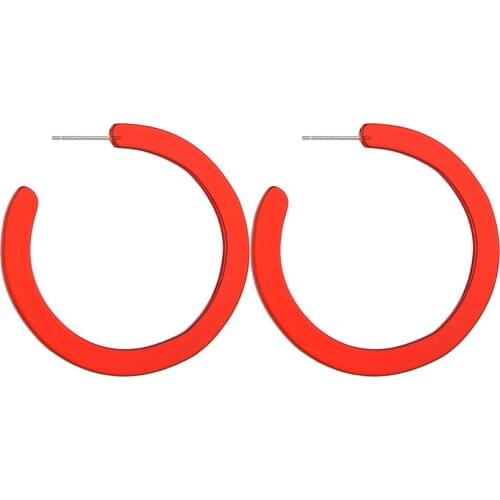 MESTILO Simple Trendy Korean Red Geometric Round Big Hollow Acrylic Hoop Earrings For Woman Classic Fashion Jewelry Party Gift