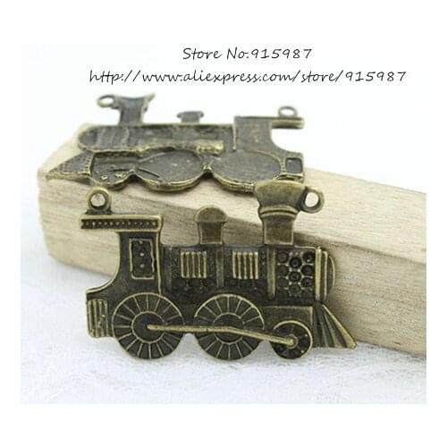 Sweet Bell 10pcs 31*46mm Antique bronze train Locomotive connector pendant cute charms DIY Jewelry Finding free shipping D0749