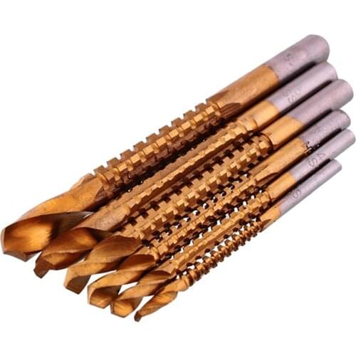 6Pcs Power Drill & Saw Set HSS Steel Titanium Coated Woodworking Wood Twist Drill Bit 3mm 4mm 5mm 6mm 6.5mm 8mm