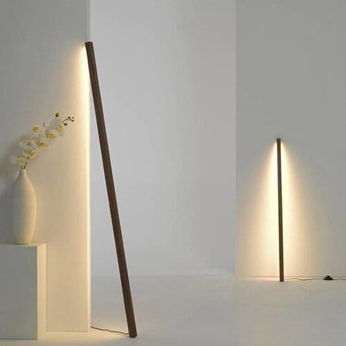 Nordic Minimalist Wood Floor Lamps Living Room Modern Solid Wooden Standing Lamp Home Simple Vertical Led Stand Light Fixtures