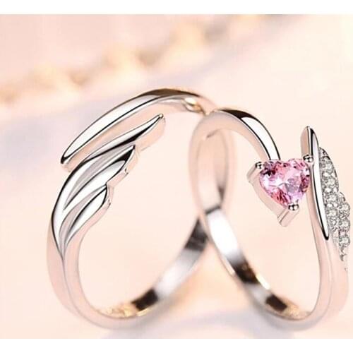 New Fashion Woman Opening Heart Shape Ring Wedding Anniversary Wedding Engagement Couple Ring Jewelry Gifts