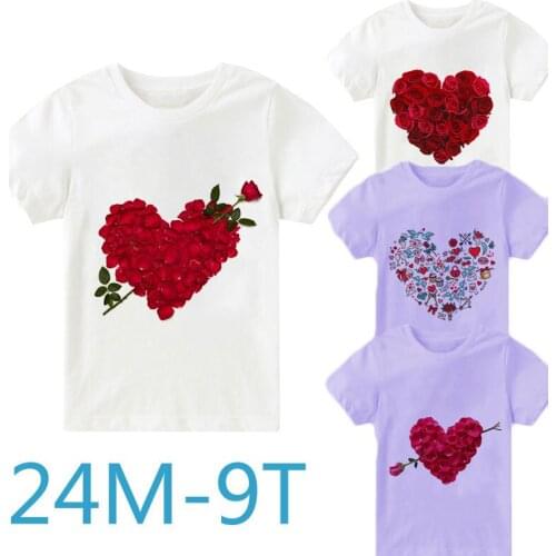 New Summer 2021 Arrival 3D Print Cartoon Short-sleeves Girls Tshirt Plant Casual Unisex Kids Clothing O-neck Clothing Cute Love