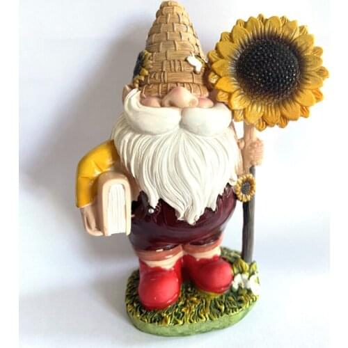Resin Figurines Sunflower Honey Gnome Dwarf Ornaments Gnome Decoration Creative Villa Home Figurines Crafts Sculpture Modern Art