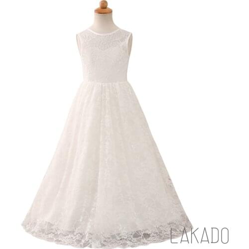 Simple Flower Girl Dress First Communion Dresses Open Back 2-12 Years