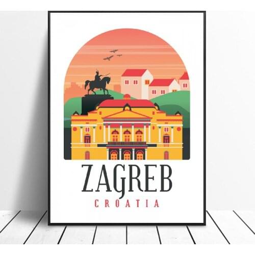 Retro Vintage Zagreb Canvas Painting Art Print Poster Picture Wall Modern Minimalist Bedroom Living Room Decoration