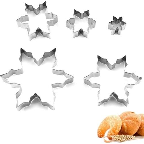 Snowflake Christmas Cookie Cutter Stainless Steel Snow Form Cookie Mold Fondant Chocolate Cake Decoration Mould Kitchen Gadgets