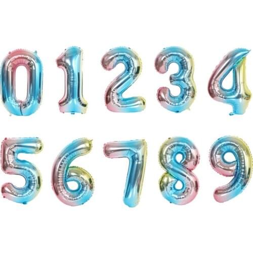 32 inch gradient color 0-9 number balloon birthday party floatable air ball anniversary decoration aluminum film balloon
