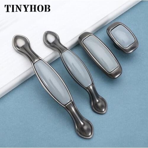 Blue Haze /Ceramic Drawer Pulls Antique Kitchen Handles Vintage Handles Knobs and Pulls for Cabinets Metal Furniture Handles