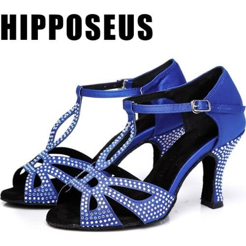 Hipposeus Latin Dance Shoes for Girls Women Ladies Ballroom Dance-Shoe Modern Tango Jazz Dancing Shoes T-Shoelace Salsa Sandals