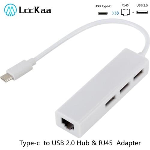 USB 3.1 Type-c Port To Usb Hub RJ45 100Mbps Ethernet Port Cable Adapter Usb-c To Usb2.0 Hub Wired Network for Laptop Macbook PC