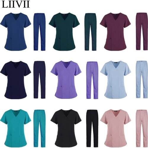 High Quality Spa Uniforms Unisex V-Neck Work clothes Pet grooming institutions Scrubs set Beauty Salon clothes Scrubs Tops Pants