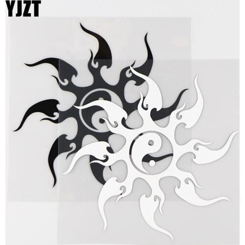 YJZT 13.8X13.8CM Stars Car Sticker Yin Yang Tribal Sun Car Window Vinyl Decals Black / Silver 10A-0332