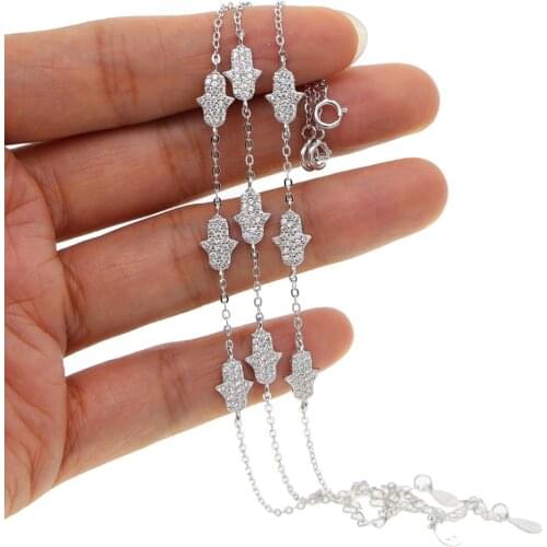 New hand Charm Fatima Hand Hamsa Bracelet For Women 925 Sterling Silver Friendship Charm hand Bracelet Femme wedding jewelry