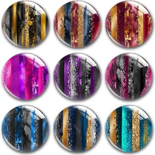 Handmade Winter Rainbow Brush Strokes Pattern Round Photo Glass Cabochons Demo Flat Back DIY Jewelry Making Findings Accessory