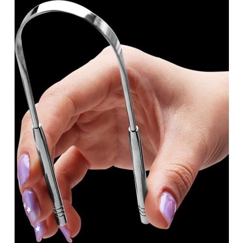 1PCS Stainless Steel Useful Tongue Scraper Cleaner Fresh Breath Cleaning Coated Tongue Oral Hygiene Care Tools