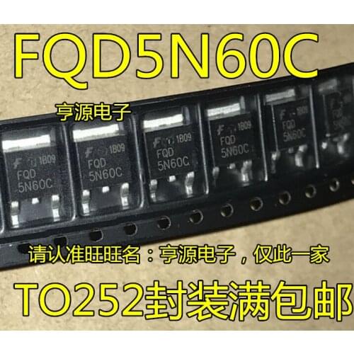 10pieces 5N60C FQD5N60C MOS TO-252 2A 600V