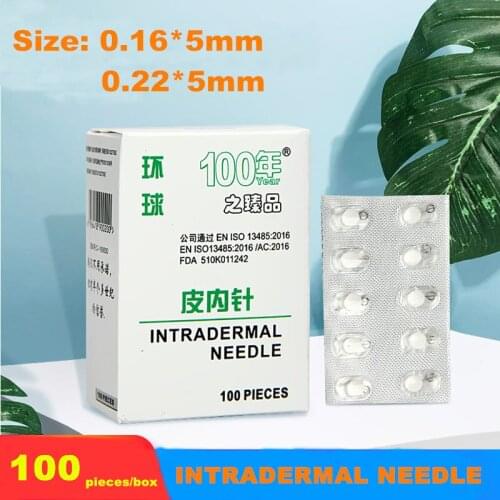 100pcs/Box 0.16*5mm 0.22*5mm Intradermal Needle Acupuncture Needle Disposable Needle Beauty Massage Press Needle