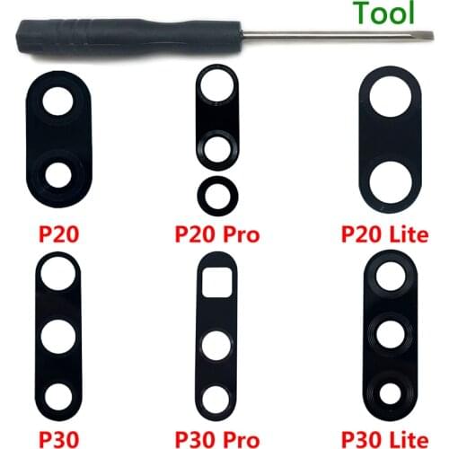 2 pcs, New For Huawei P30 Lite P30 P40 Pro P20 P40 Lite Rear Back Camera Glass Lens With Sticker Adhesive Replacement Parts